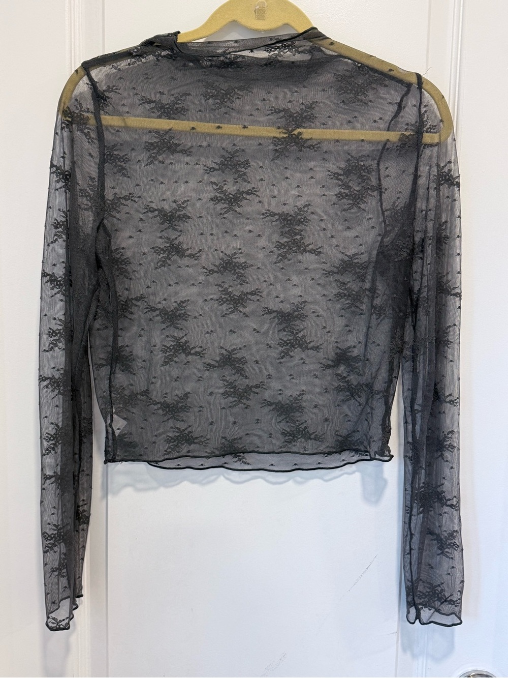 Aerie Level-Up Lace Layering T-shirt Long-Sleeve Top - dark grey
